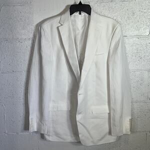 Bar III Men's Slim-Fit White 100% Linen Suit Jacket white 40L $360